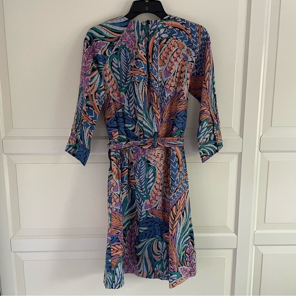 New! Banjanan Irene Multicolor Floral Print Belted Waist Mini Dress 27011 - Picture 3 of 12